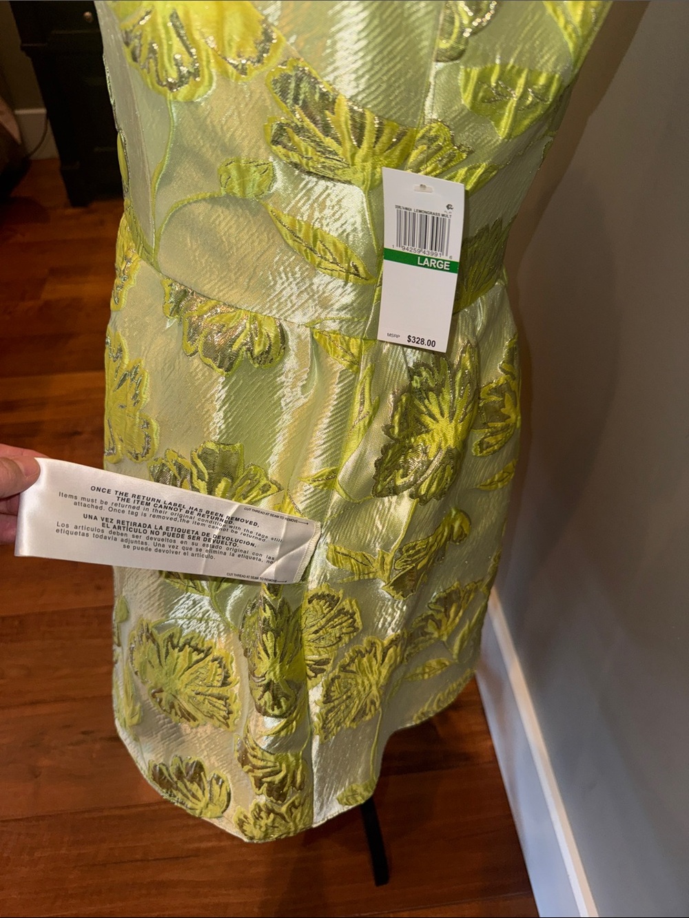 Dress the population party special occasion dress NWT metallic green floral - Picture 4 of 11